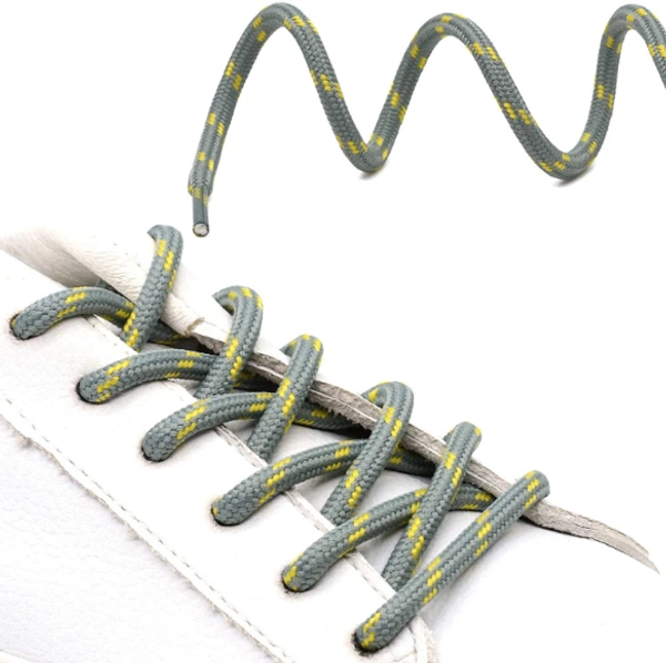 GRAH SANGRAH® (2 Pair) Shoelaces for Hiking Shoes, Outdoor Walking Sneakers, Outdoor Hiking, Climbing, Basketball, Work Boot, Running , Sport Shoes - 120 cm, Light Grey Yellow